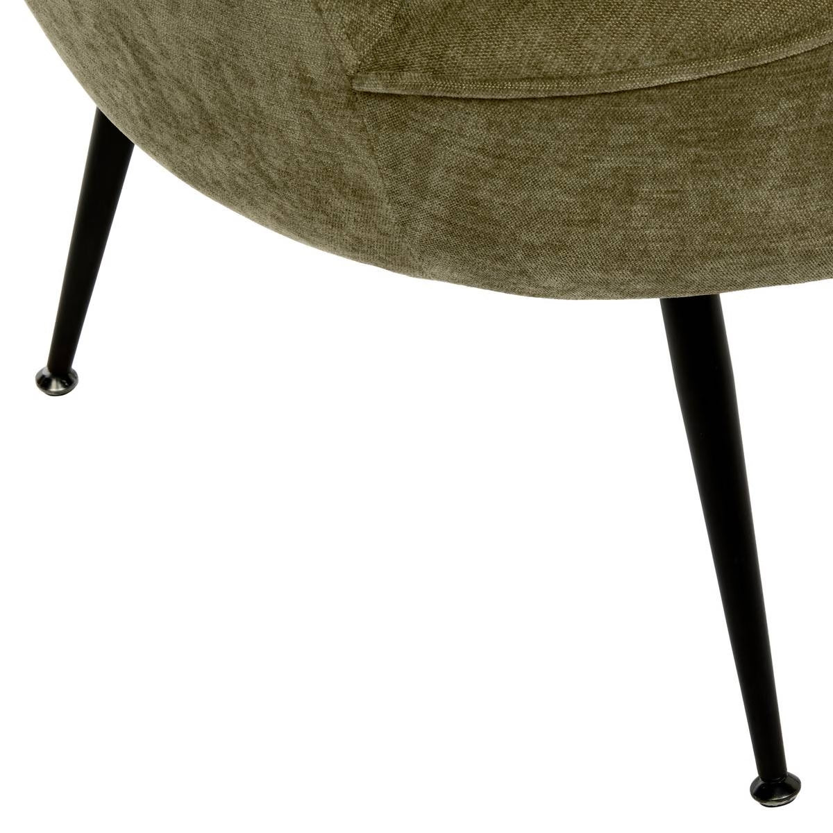 Fauteuil Tildae vert olive tissu chiné pieds métal noir design scandinave moderne salon