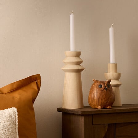 Statuette chouette décorative en bois naturel marron veiné 11x10,3 cm décoration intérieure scandinave à poser