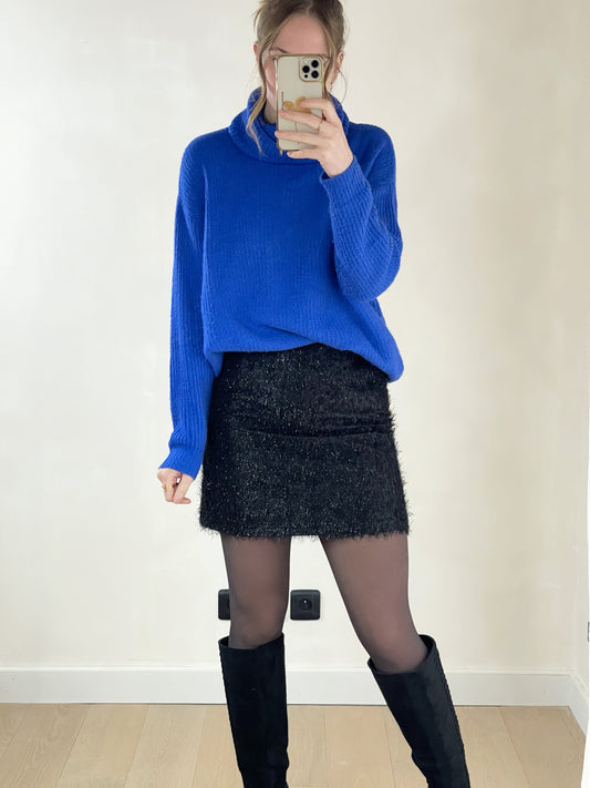 Jupe Silas – Jupe courte noire effet texturé