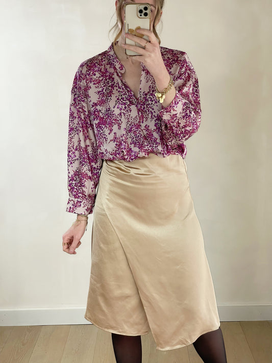 Jupe Siam – Jupe midi satinée beige