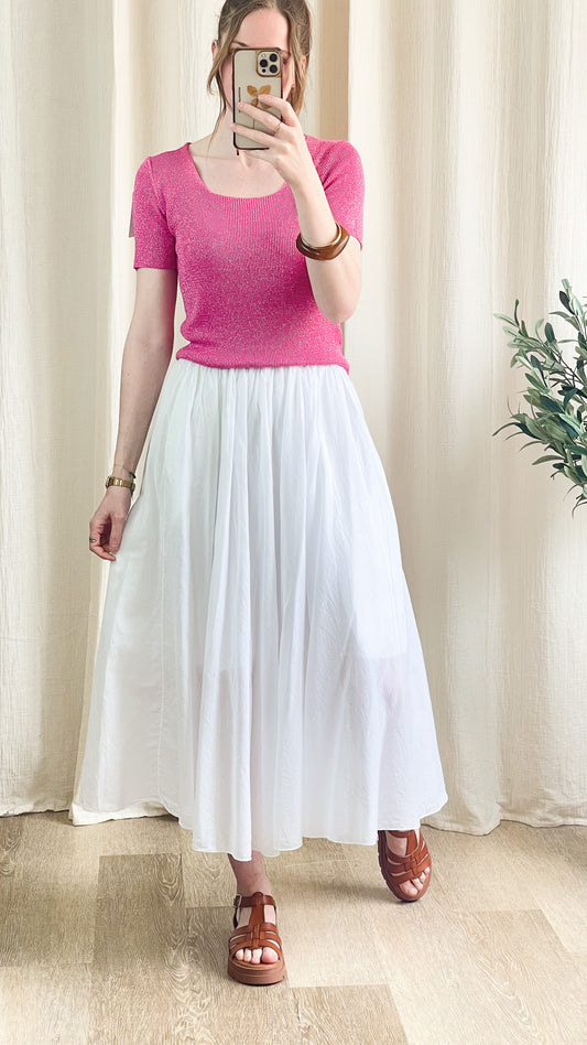 Top Claudia – Top à paillettes en lurex fuchsia