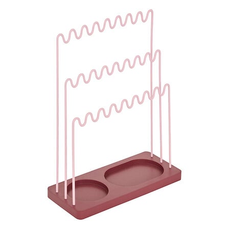 Porte bijoux métal rose avec 4 rangées ondulées et plateau ovale pour bagues accessoires rangement bijouterie femme