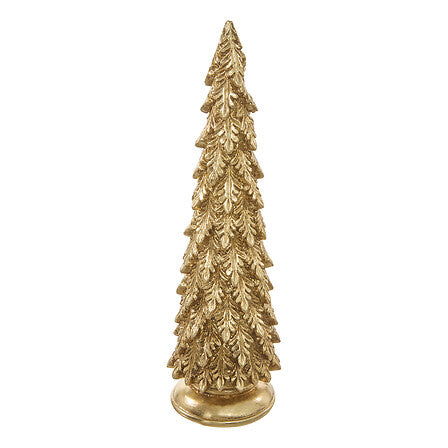 Sapin décoratif doré en résine 31 cm avec feuilles texturées décoration de Noël élégante pour intérieur