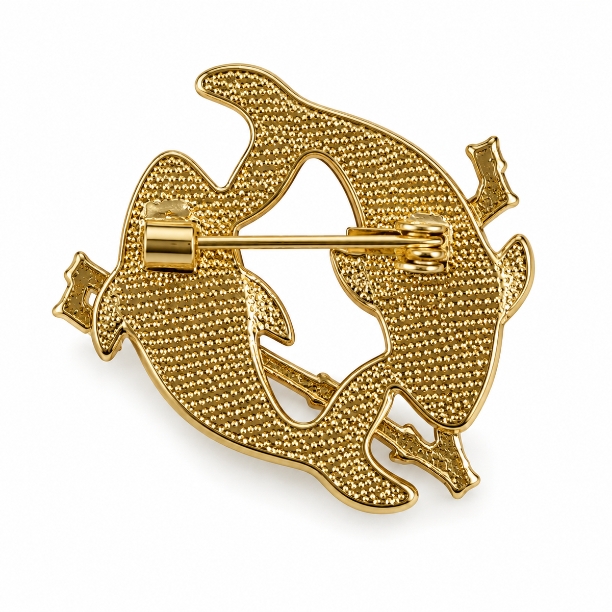 Broche dorée signe astrologique poissons texture granulée fermoir épingle accessoire bijou constellation femme