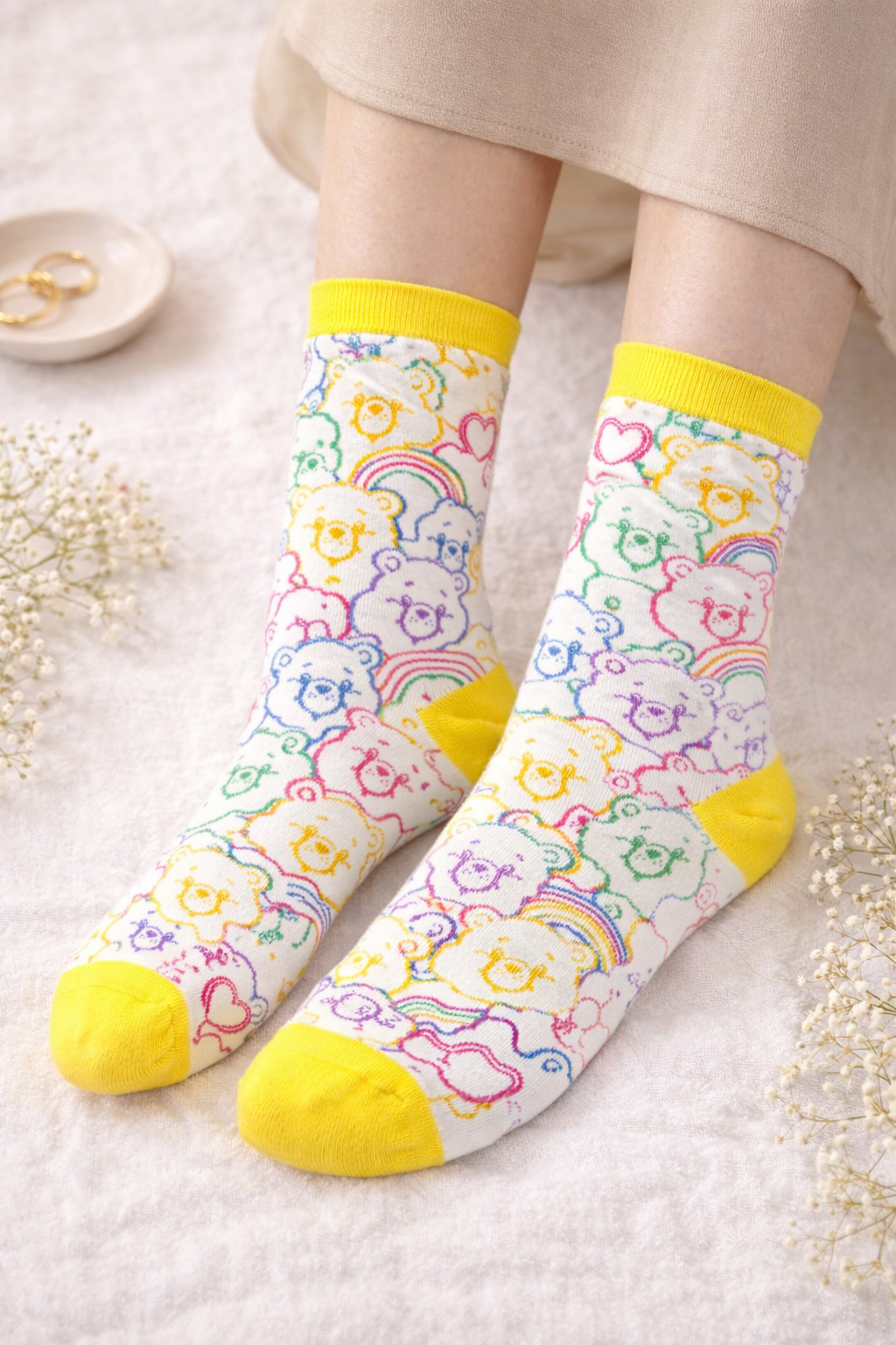 Chaussettes Bisounours colorés portés