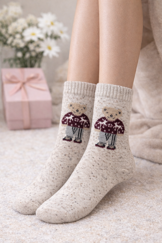 Chaussettes Teddy – Chaussettes femme à motif ourson