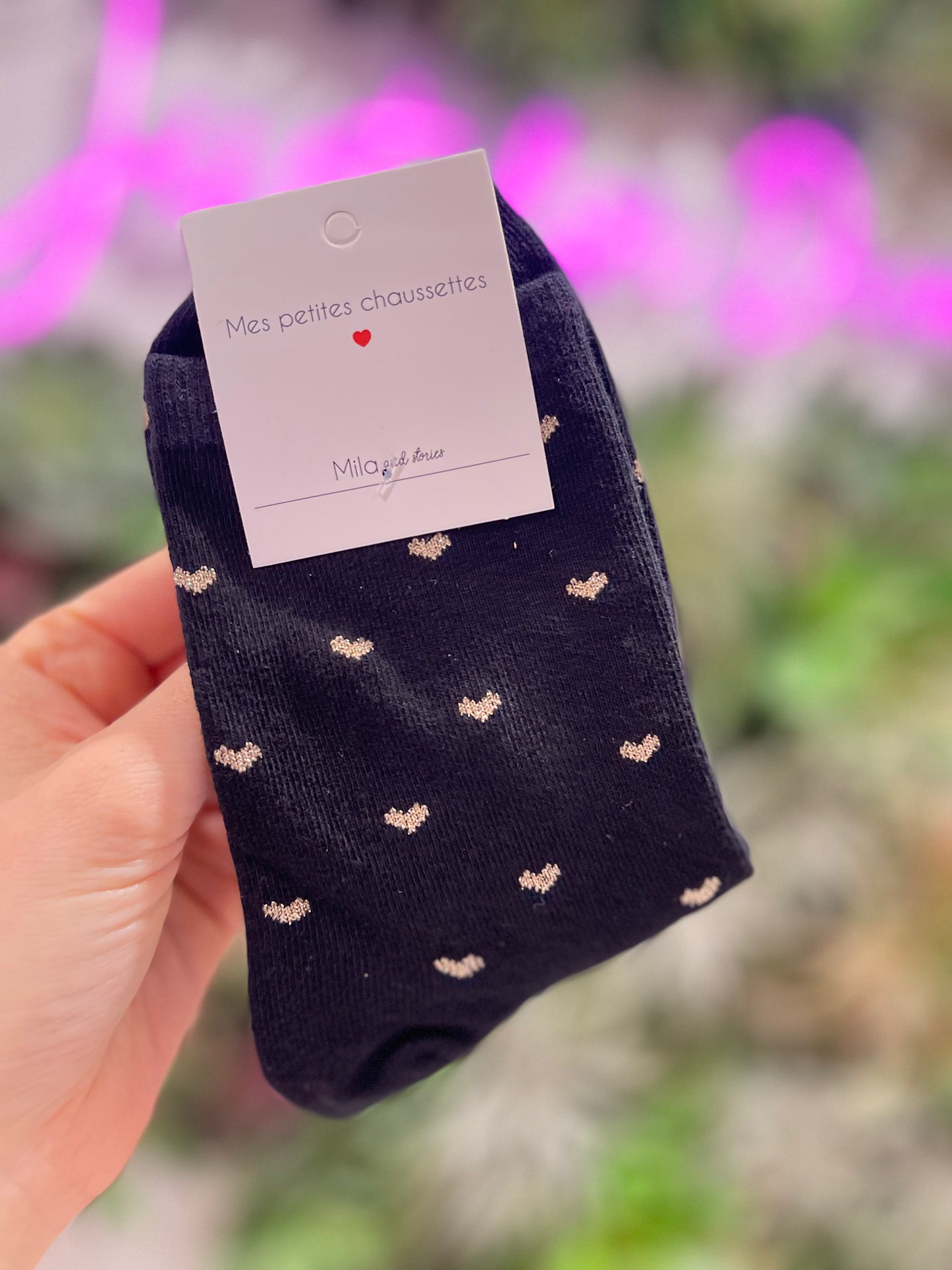 Chaussettes cœurs à paillettes