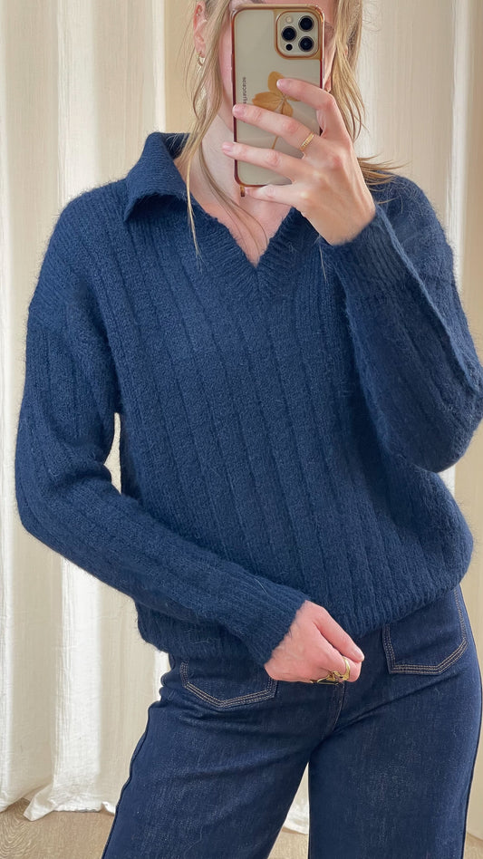 Pull Angelina - Pull col polo en maille côtelée