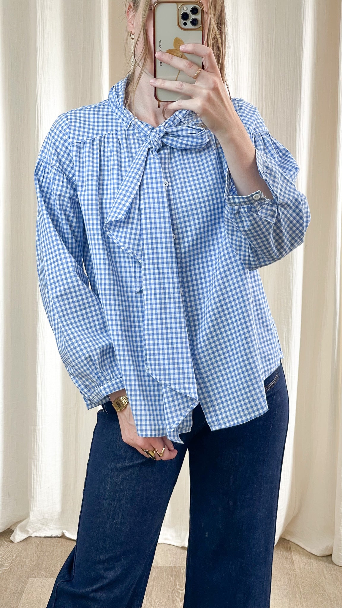 Blouse Lorraine - Blouse vichy à nœud lavallière