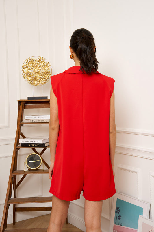 Combishort Pauline – Combishort rouge esprit tailleur