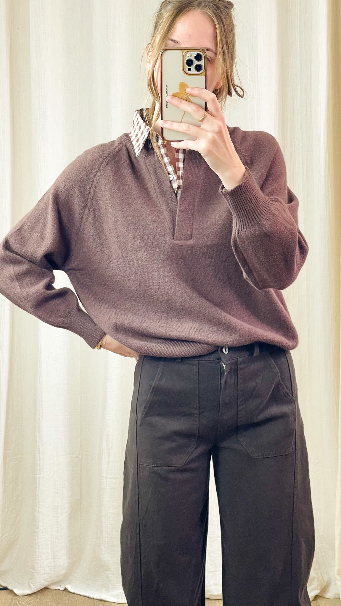 Pull Mary – Pull col polo chocolat