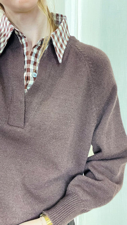 Pull Mary – Pull col polo chocolat