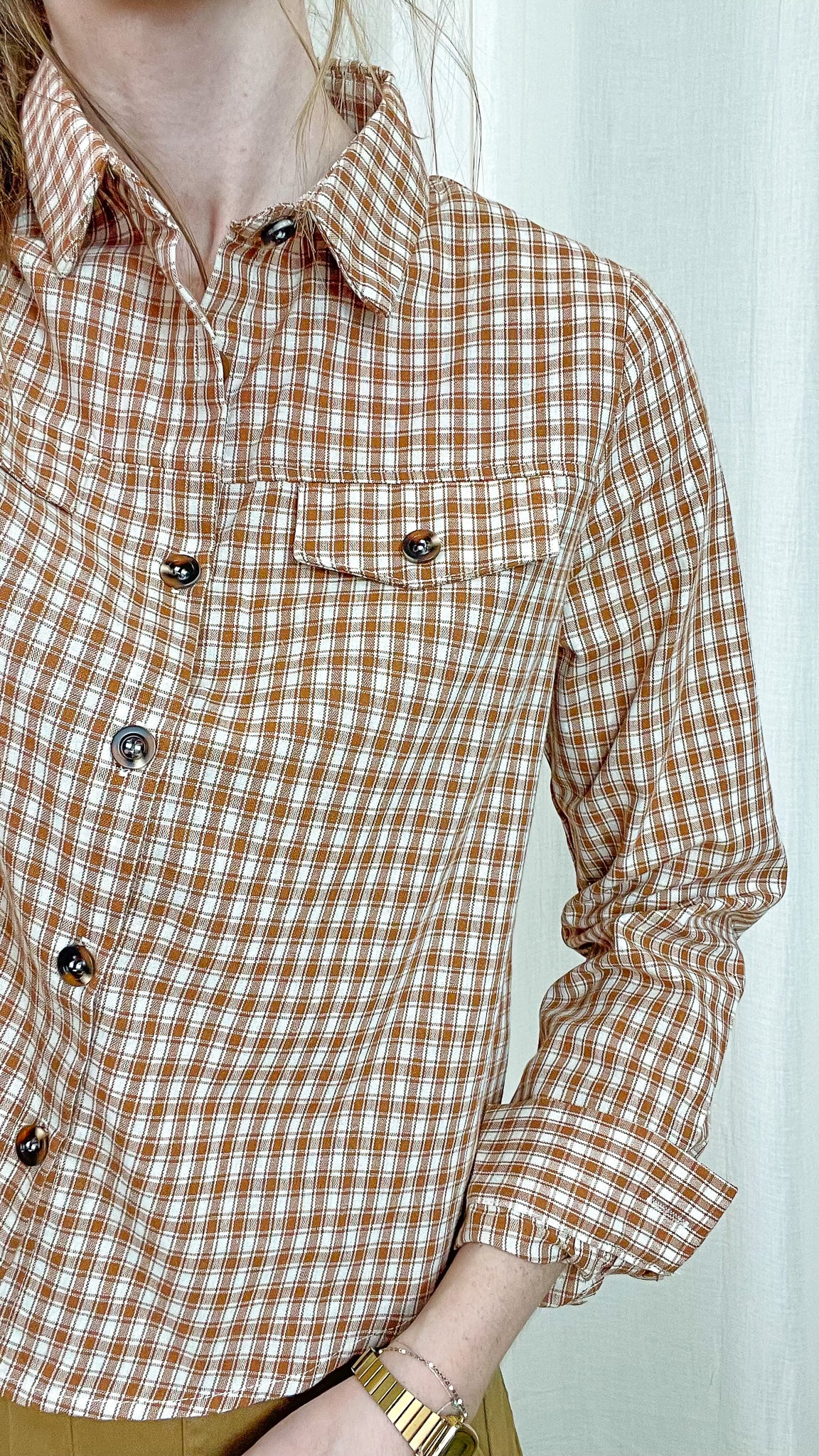 Chemise Caroline – Carreaux camel et blancs