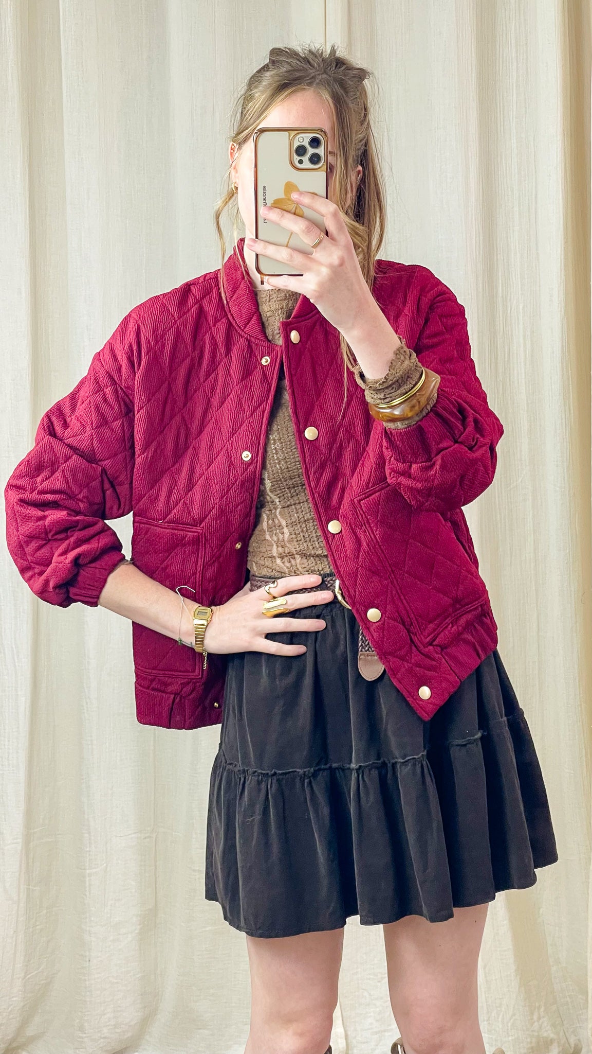 Bomber Greta – Veste matelassée bordeaux