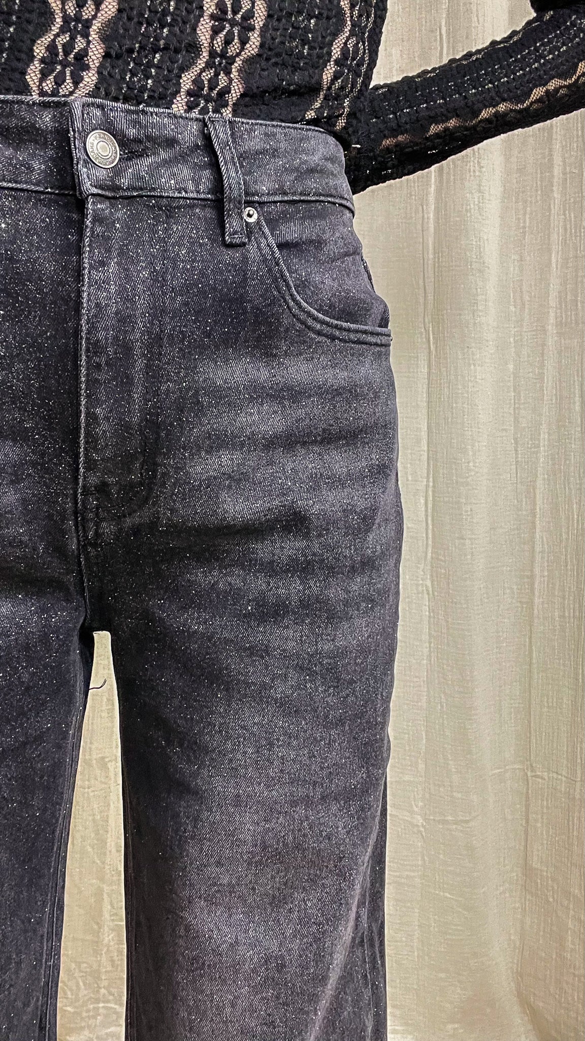 Jean Shine - Jean wide gris avec paillettes