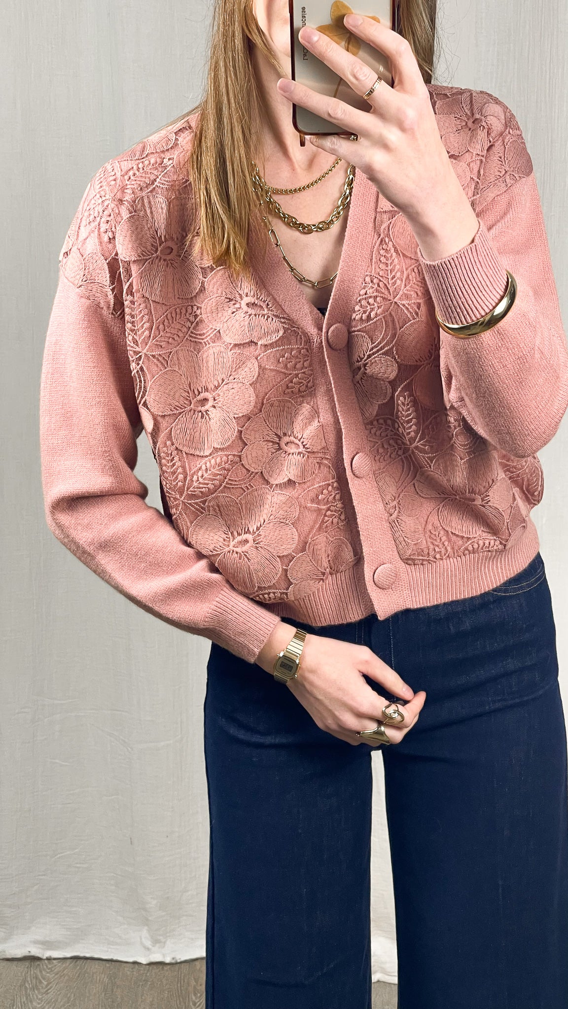 Gilet Danaé - Gilet texturé avec fleurs