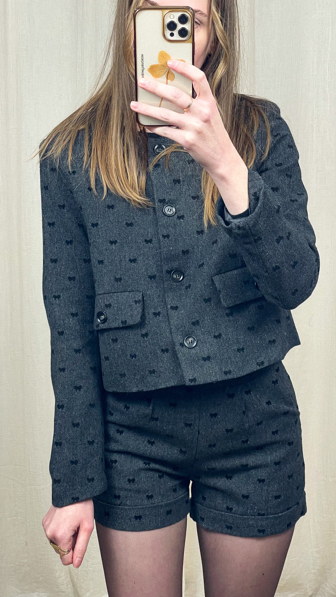 Veste Lou – Veste courte texturée à motif jacquard