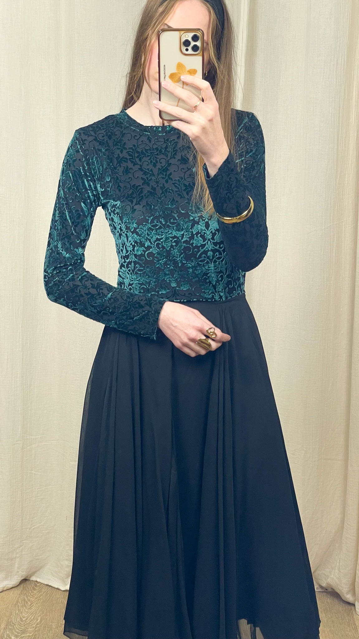 Top Stella – Top velours motif baroque