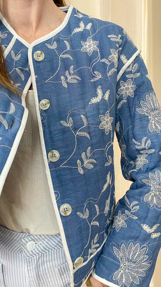 Veste Apolline – Veste matelassée brodée fleurs
