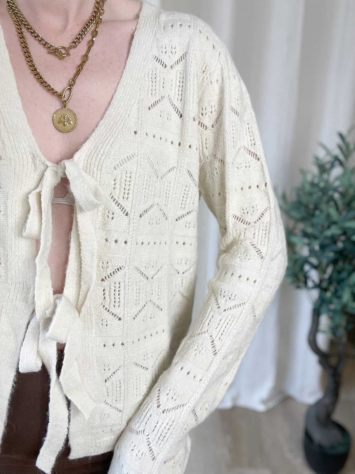 Gilet Uma - Maille ajourée à nouer