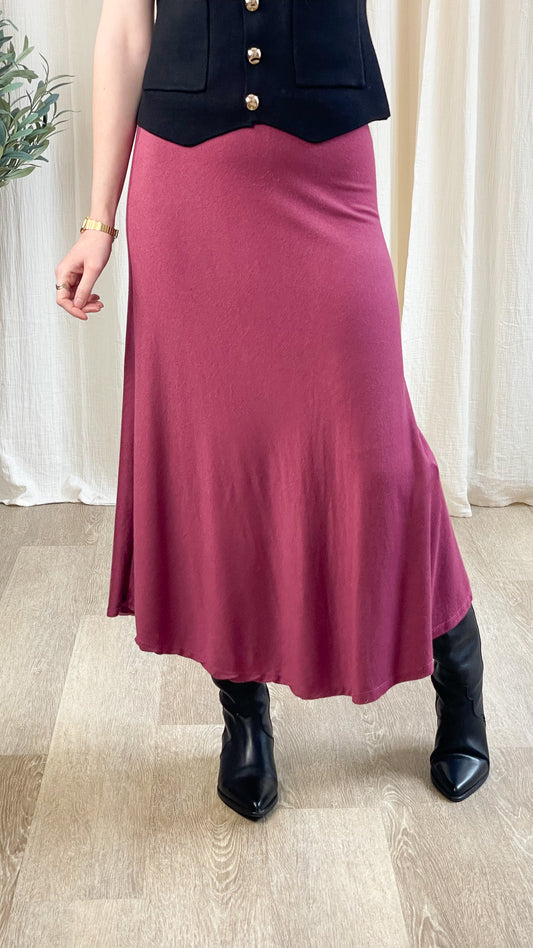 Jupe Ivana – Jupe longue fluide prune