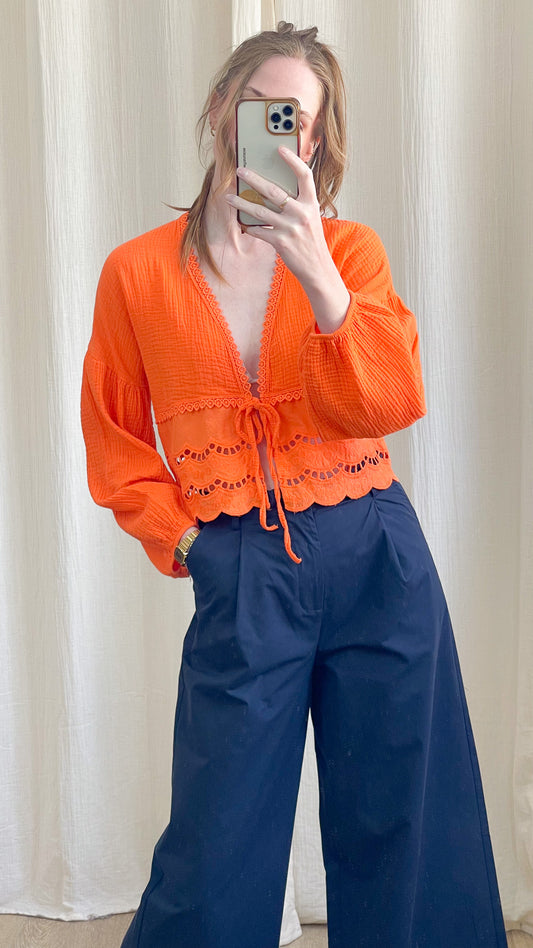 Blouse Laurie – Blouse femme gaze de coton avec détails brodés