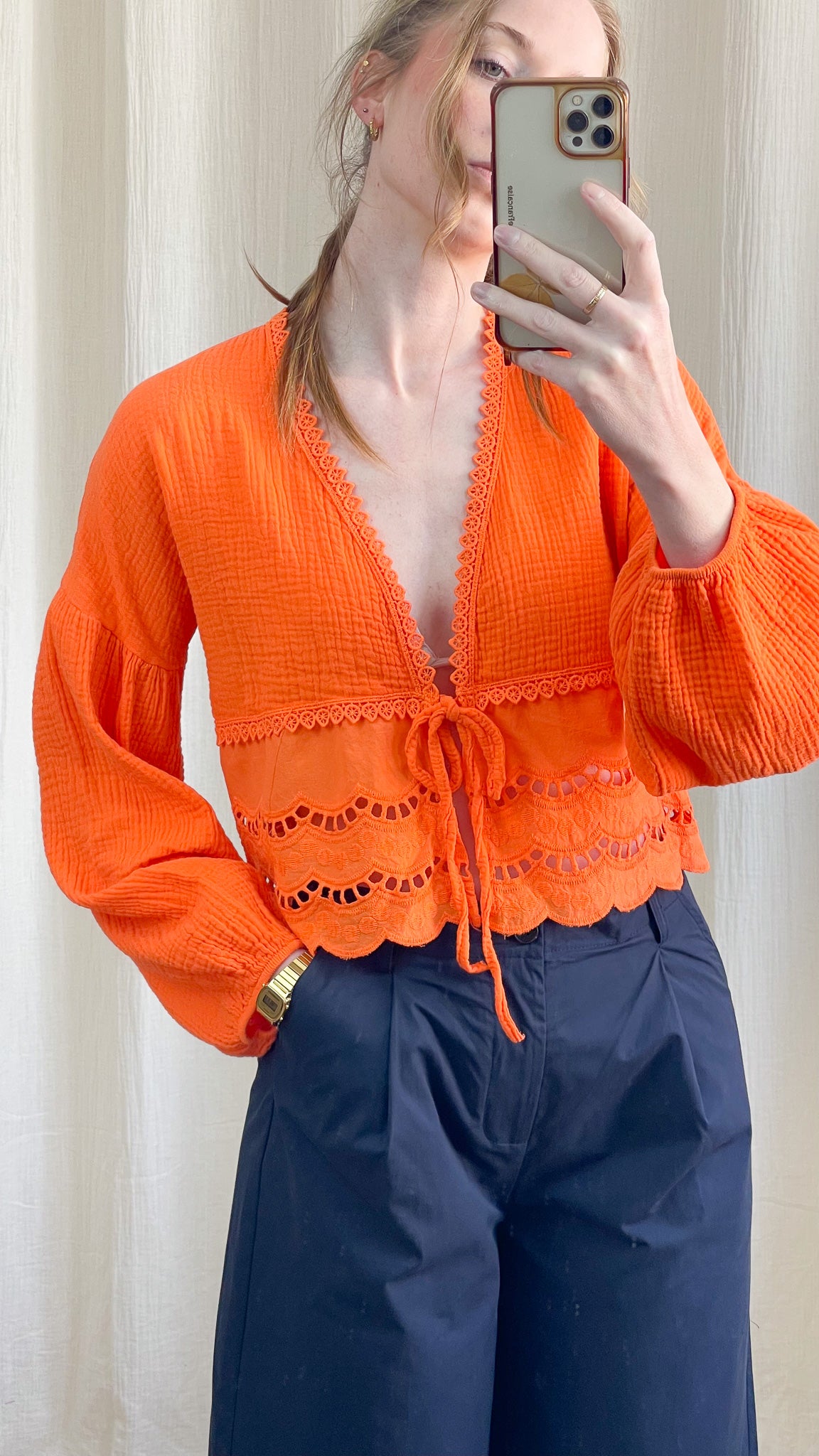 Blouse Laurie – Blouse femme gaze de coton avec détails brodés