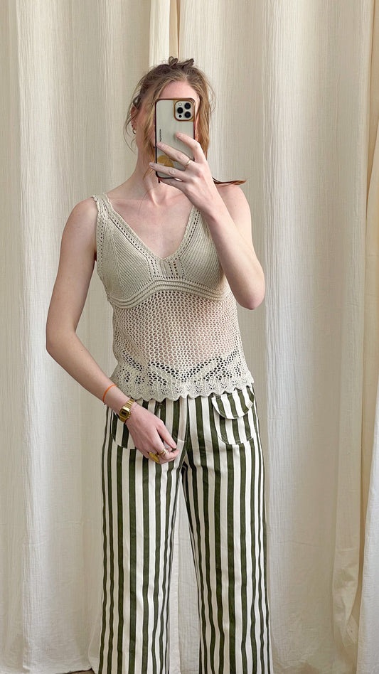 Top Natie – Top crochet écru à bretelles