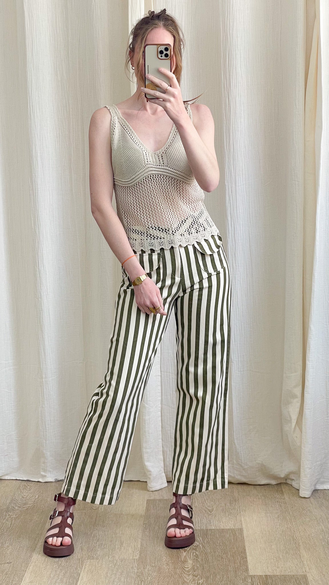 Top Natie – Top crochet écru à bretelles