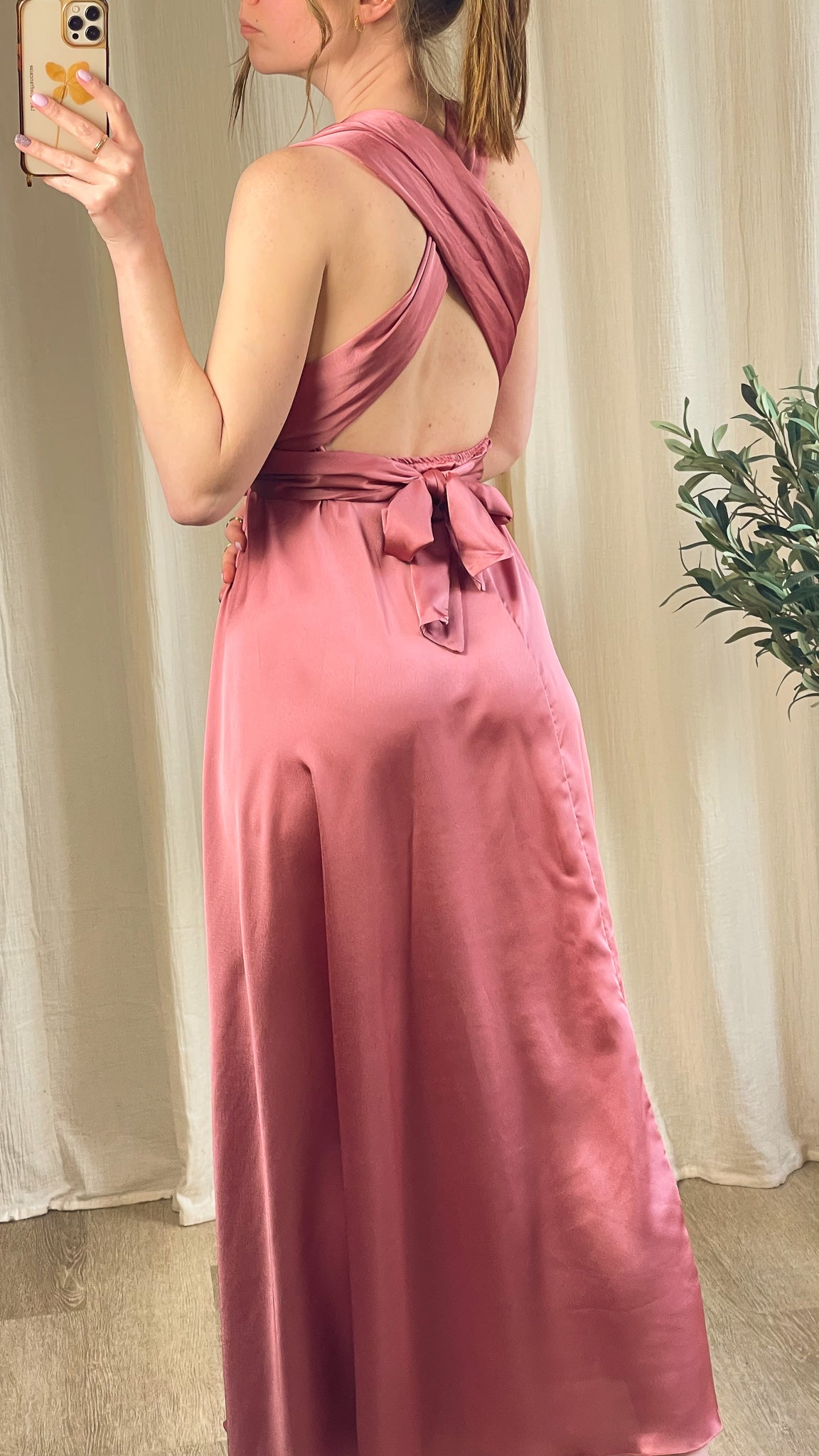 Robe Mia - Robe longue satinée multipositions