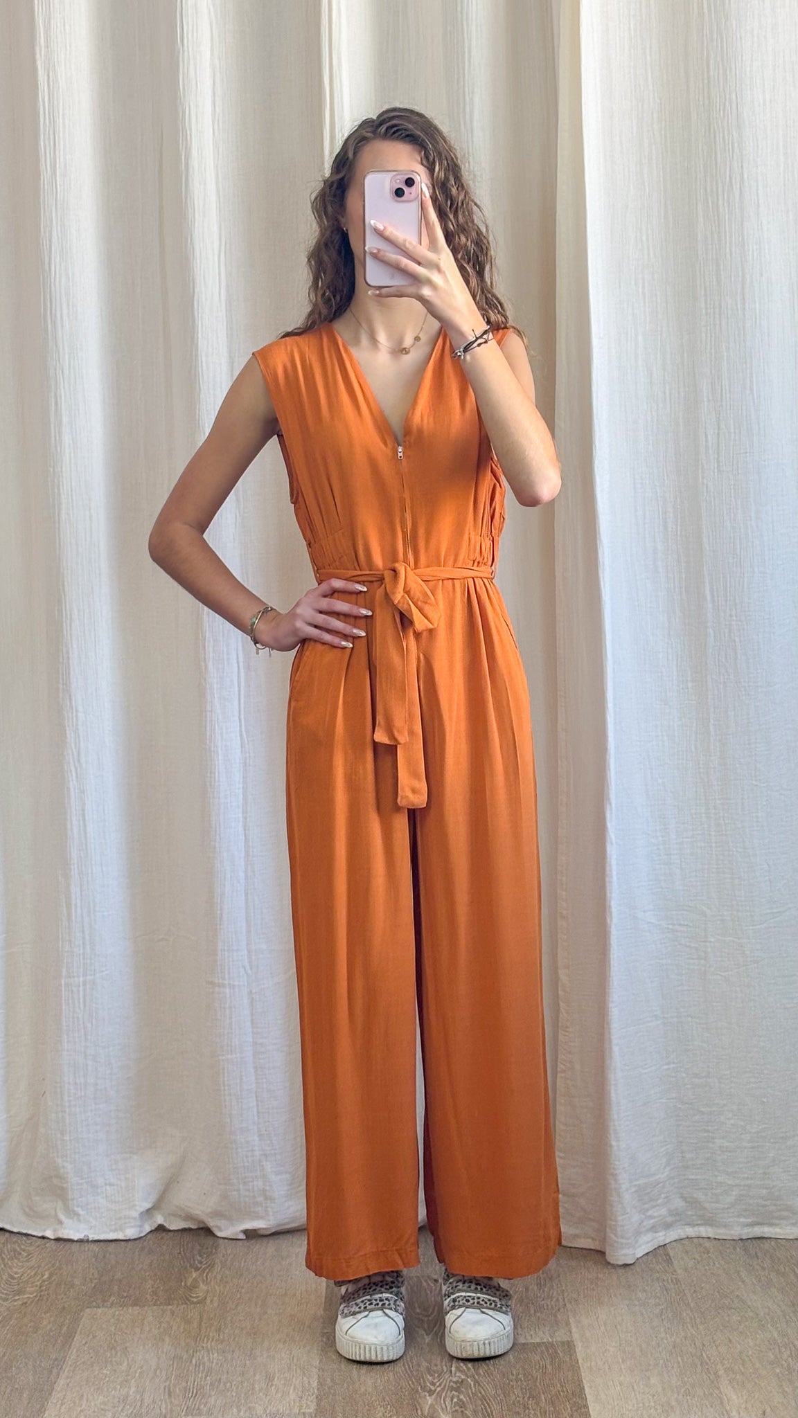 Combinaison Livia - Combinaison pantalon fluide orange ceinturée