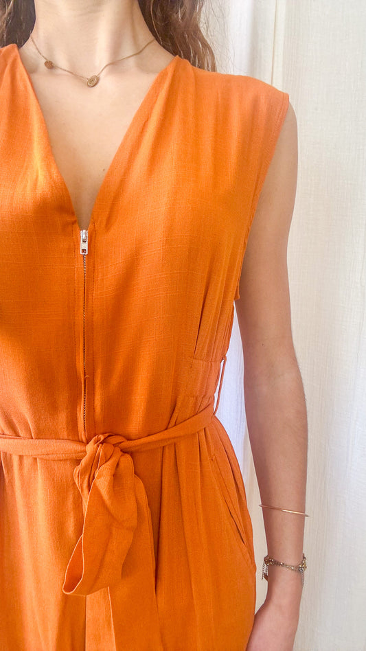 Combinaison Livia - Combinaison pantalon fluide orange ceinturée