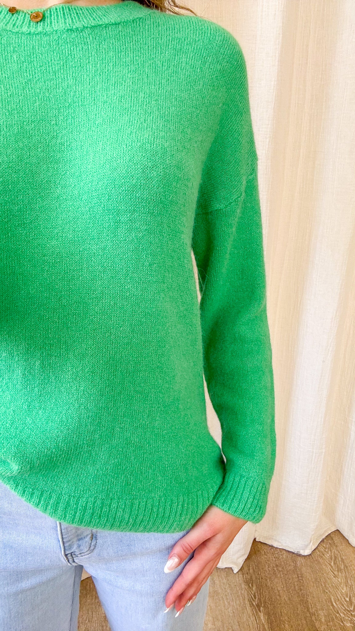 Pull Mathilde - Pull vert en baby alpaga doux