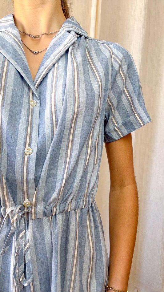 Robe Beatrix - Robe chemise rayée bleu et blanc