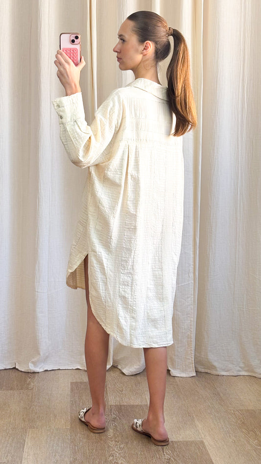 Robe Joëlle – Robe chemise en coton écrue