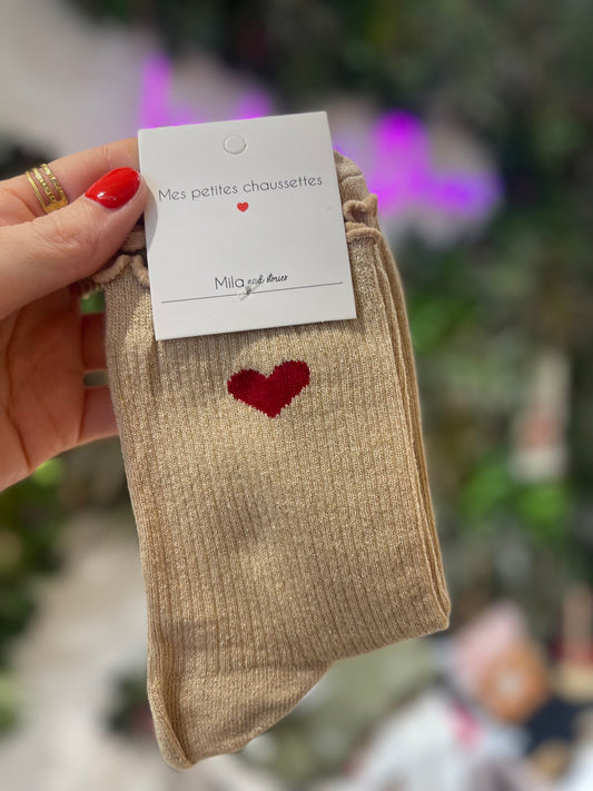 Chaussette à paillettes coeur