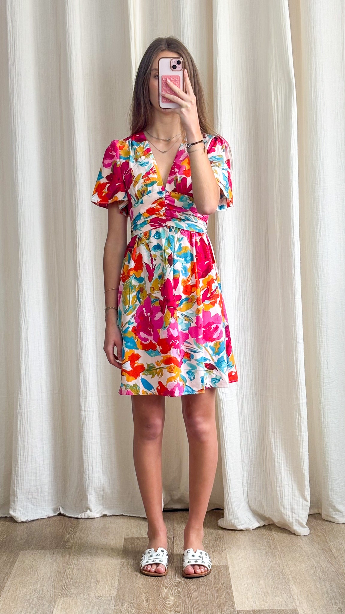 Robe Marius – Robe courte fluide imprimé floral coloré
