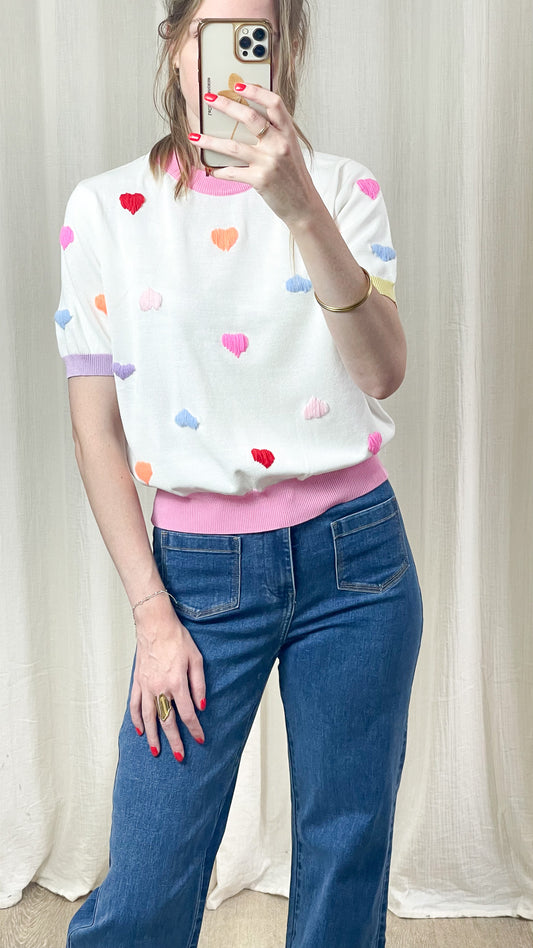 Maille Giulia - Top en maille avec coeurs