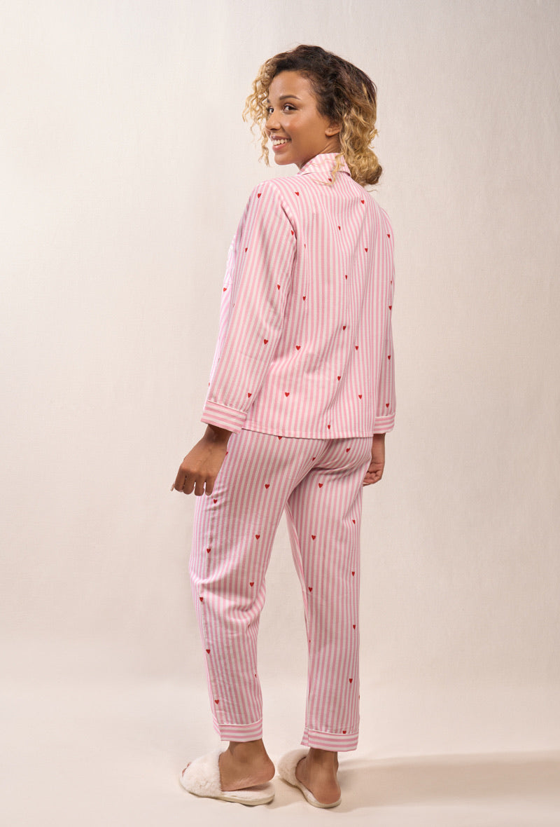 Pyjama à cœurs et rayures
