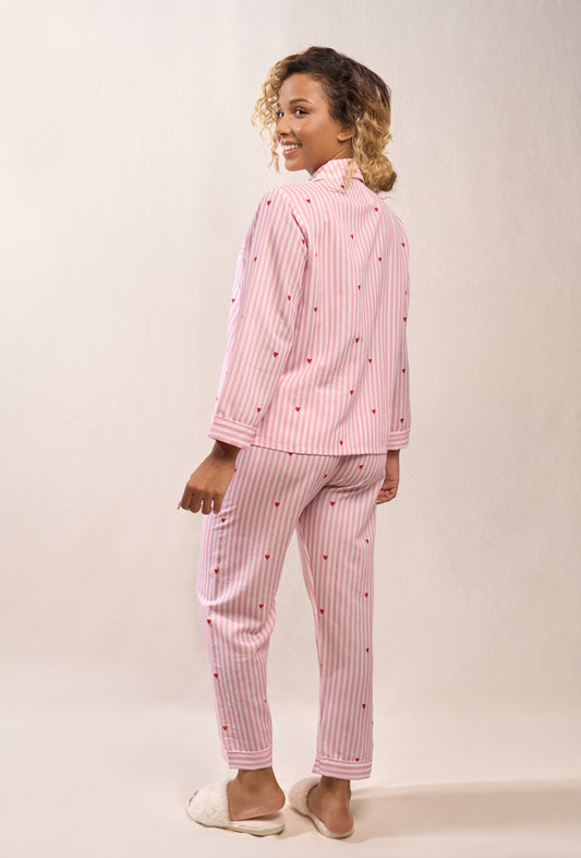 Pyjama à cœurs et rayures