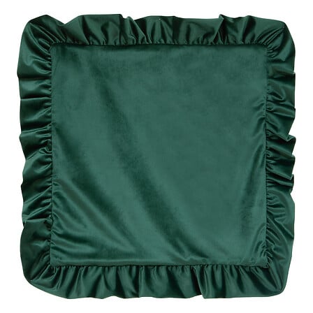 Coussins à volants 51 x 51 cm vert - Housse velours émeraude