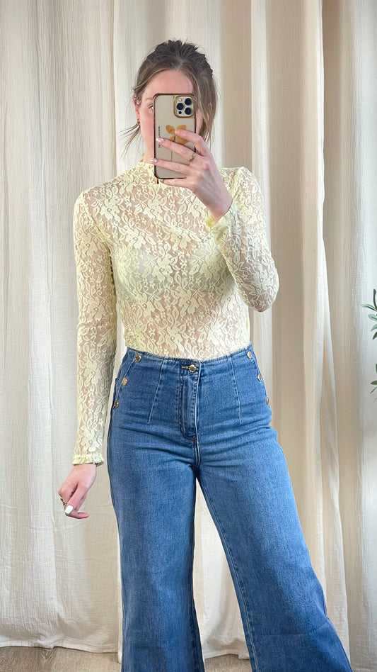 Top Joy – Top dentelle jaune