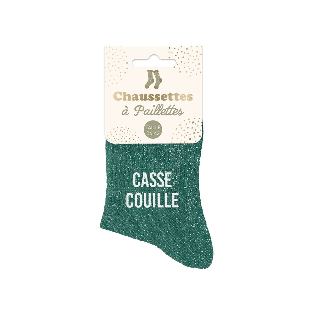 Chaussettes à paillettes "CASSE COUILLE"