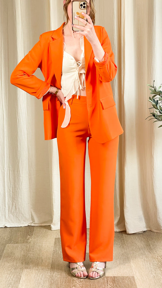 Pantalon Yasmine – Pantalon droit orange vif