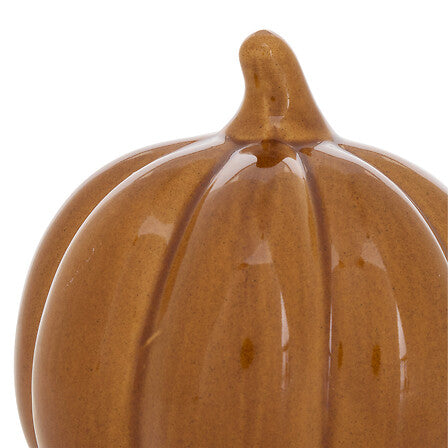 Citrouille décorative en céramique émaillée couleur caramel brillant pour décoration automne intérieur