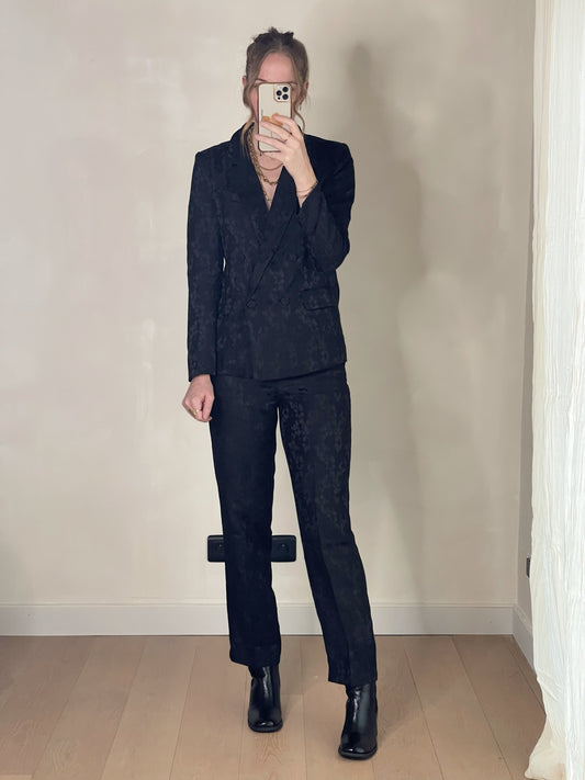 Pantalon Irina – Pantalon droit jacquard noir