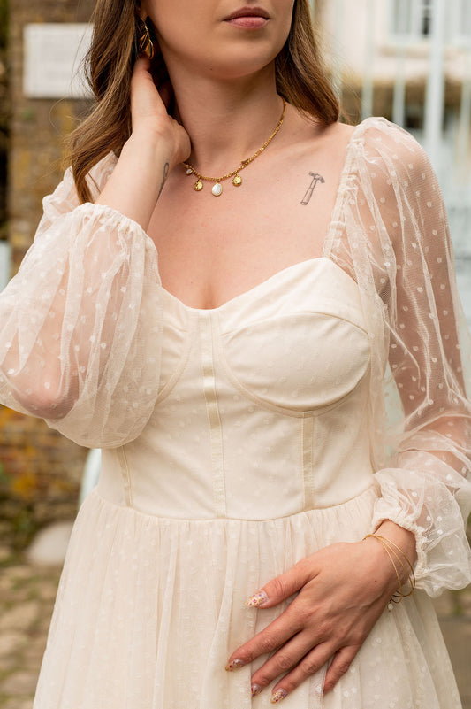 Robe Esmée – Robe courte en tulle plumetis ivoire