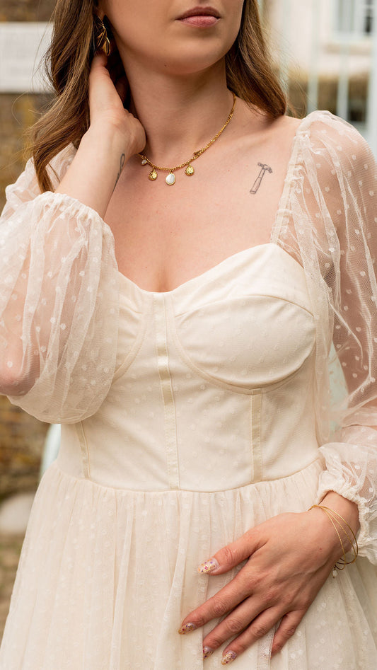 Robe Esmée – Robe courte en tulle plumetis ivoire