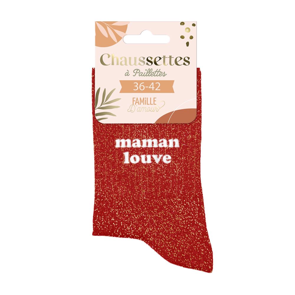 Chaussettes à paillettes "maman louve"