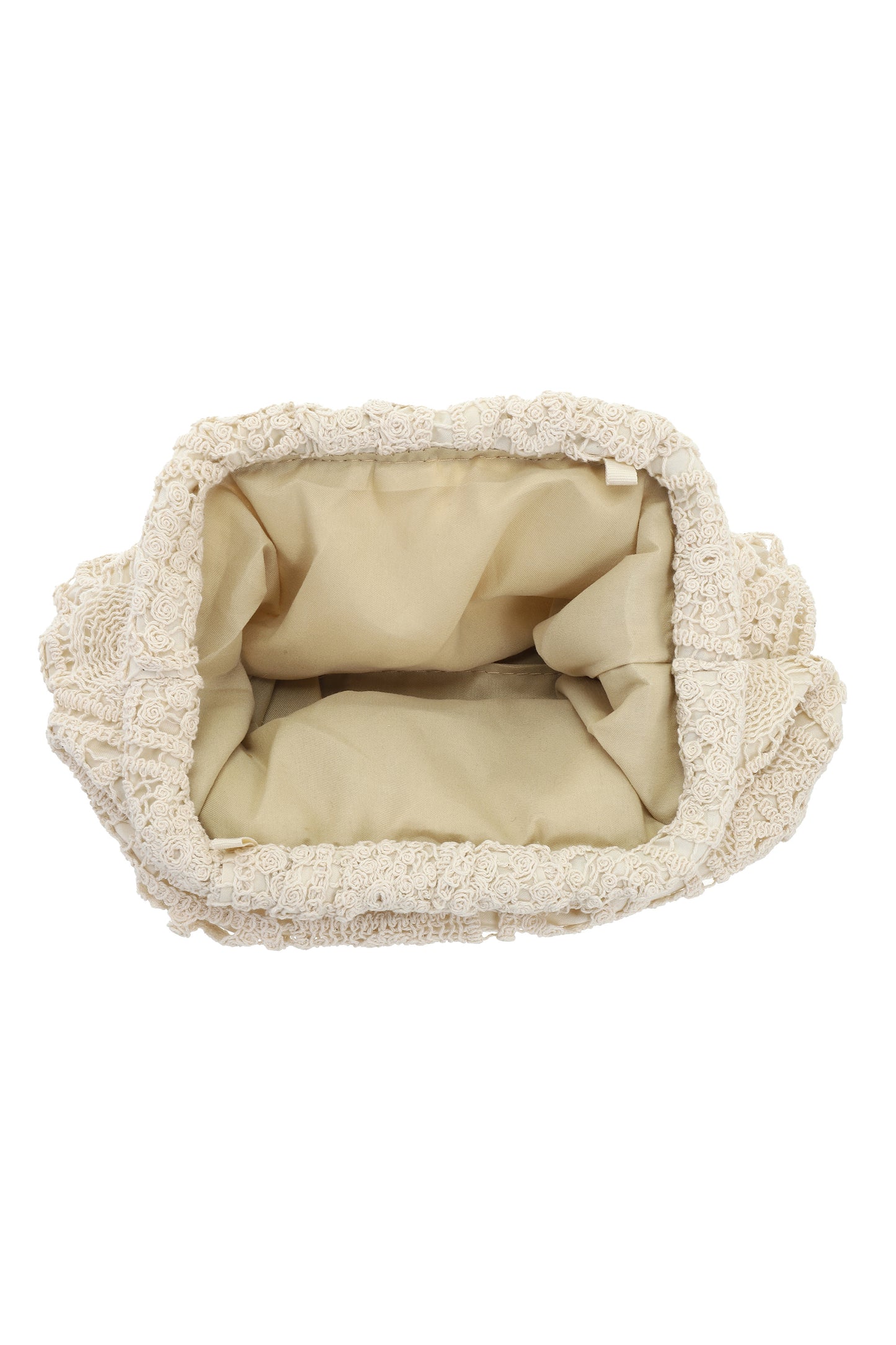Intérieur de la pochette écrue brodée avec doublure